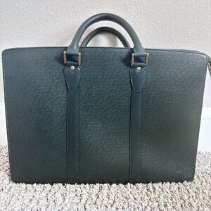 Louis Vuitton Rosan Briefcase Dark Green Taiga Leather | Authentic Pre-Owned